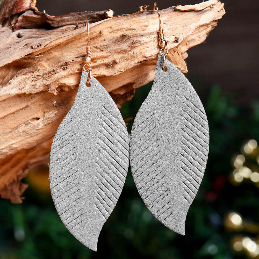 

Earrings Feather Leather Earrings in Black. Size