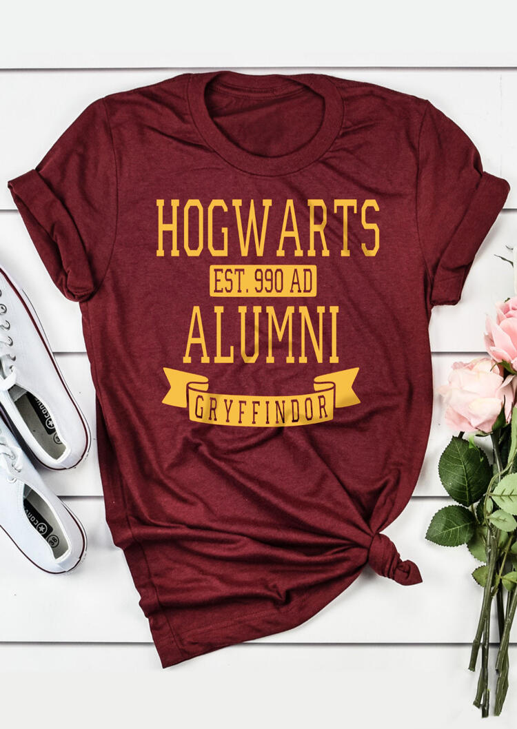 

Harry Potter Hogwarts Alumni O-Neck T-Shirt, Burgundy