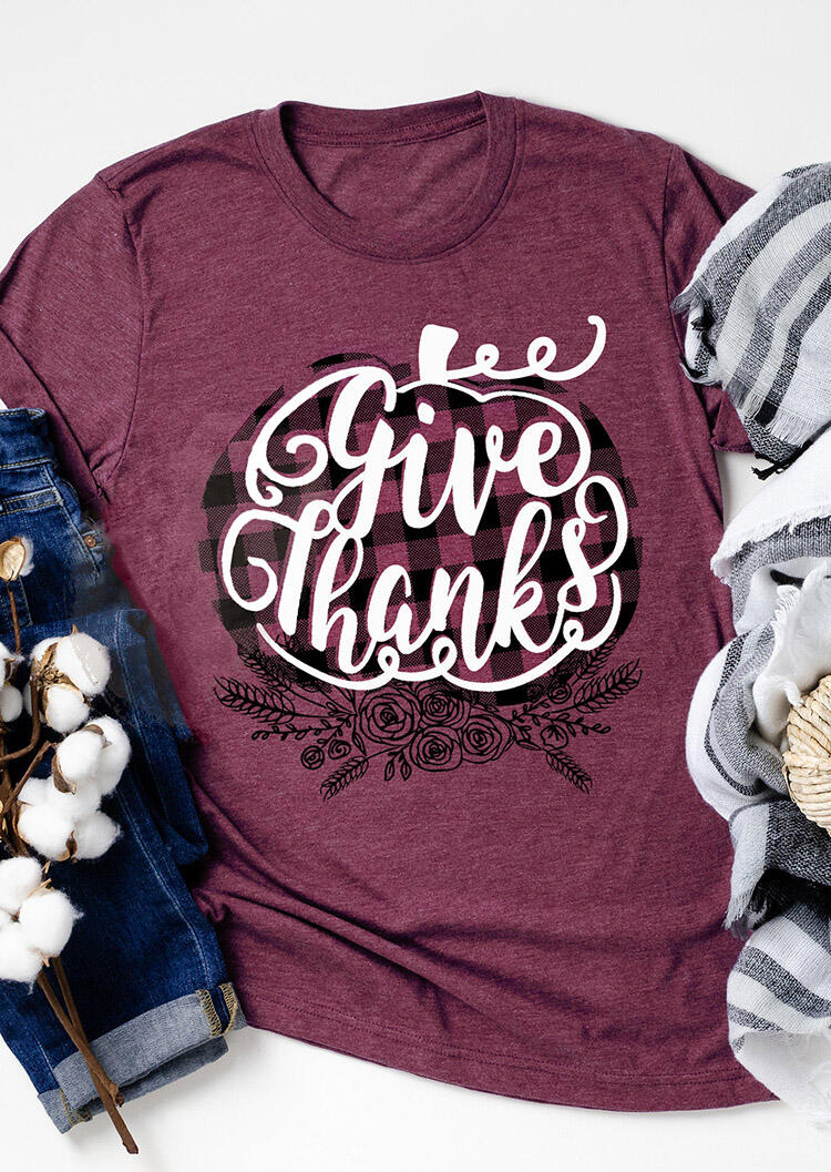 

Tees T-shirts Give Thanks T-Shirt Tee - Cameo Brown. Size