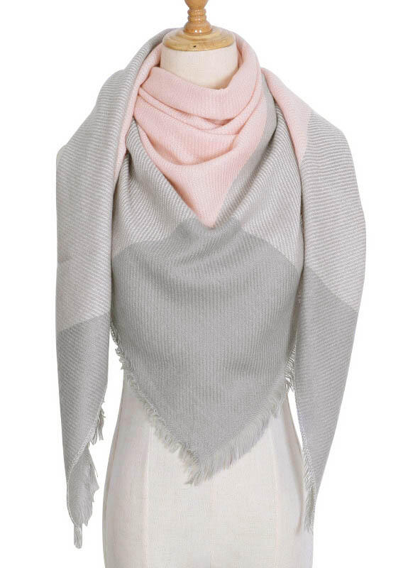 

Plaid Winter Warm Scarf, Pink;gray;light green, 458345
