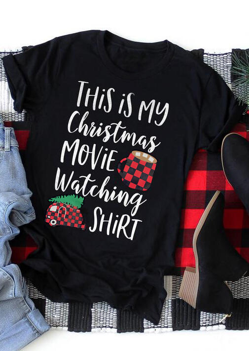 

Tees T-shirts Plaid This Is My Christmas Movie Watching T-Shirt Tee - Black. Size: M