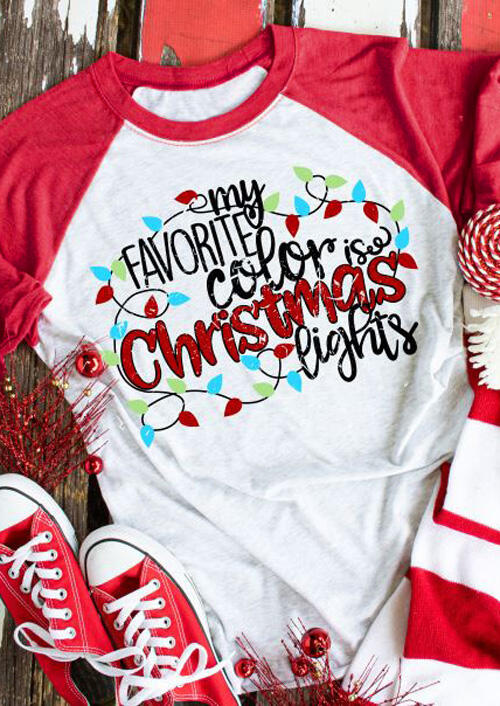

My Favorite Color is Christmas Lights T-Shirt Tee - White, 458473