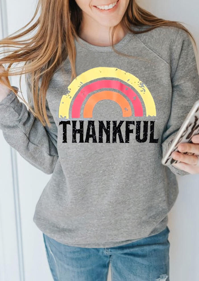 

Hoodies & Sweatshirts Rainbow Thankful O-Neck Sweatshirt - Light Grey. Size: ,M