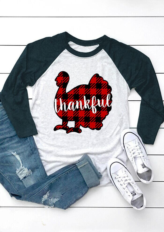 

Thankful Plaid Turkey T-Shirt Tee - Light Grey, 458572