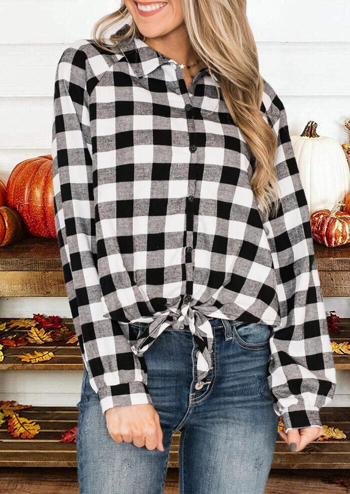 

Shirts Plaid Splicing Tie Shirt without Necklace. Size: S,M,,XL