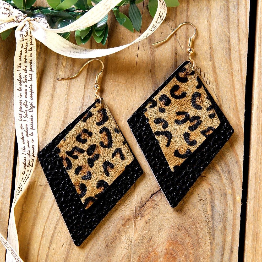 

Leopard Printed Dual-Layered Earrings, 458579