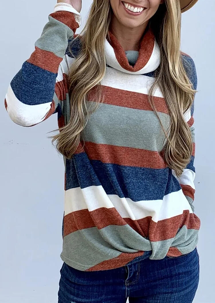

Blouses Striped Printed Twist Cowl Neck Blouse. Size: ,XL, Stripe