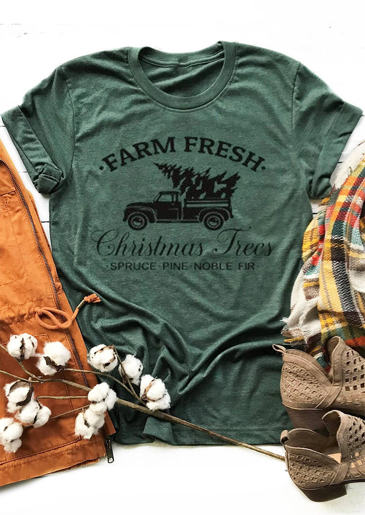 

Tees T-shirts Farm Fresh Christmas Tress T-Shirt Tee - Green. Size: S,M,,XL
