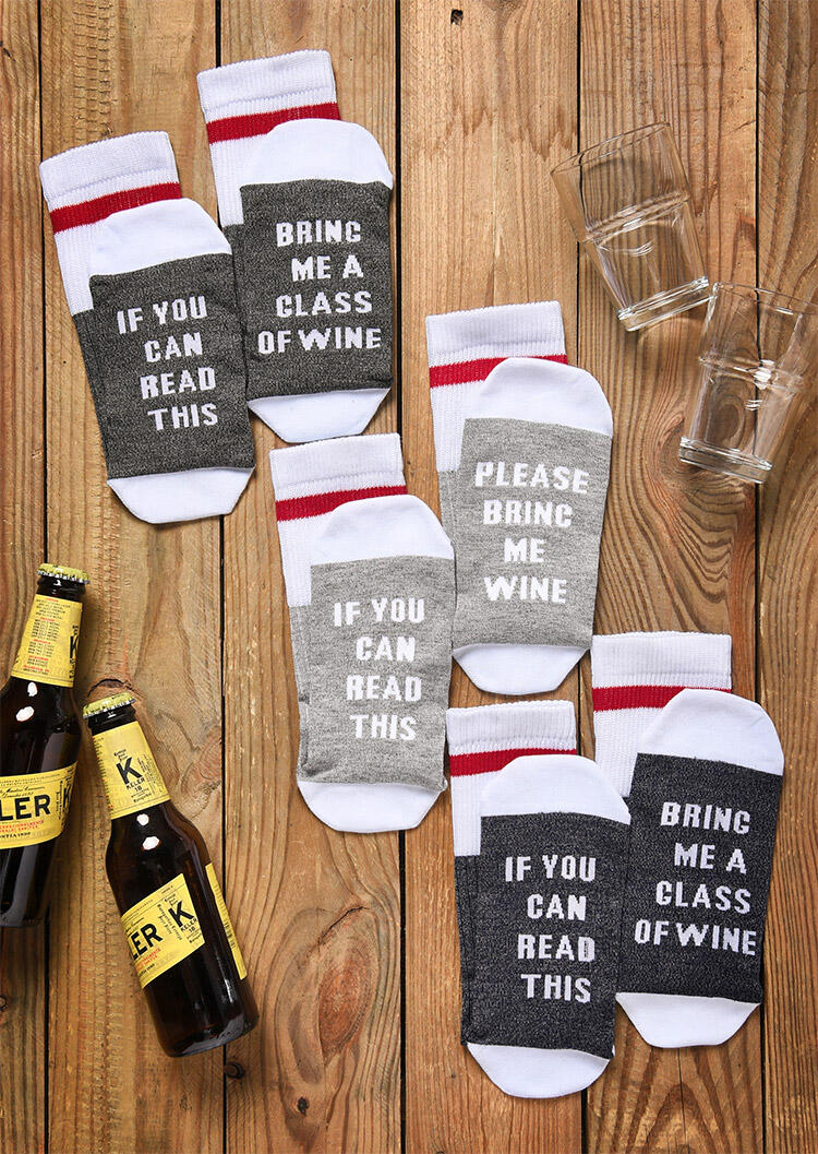 

3 Pairs Bring Me A Glass Of Wine Socks, Pattern1, B103314