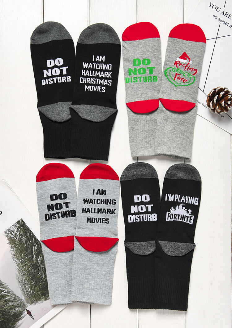 

Socks 4 Pairs Christmas Do Not Disturb Socks. Size, Pattern1
