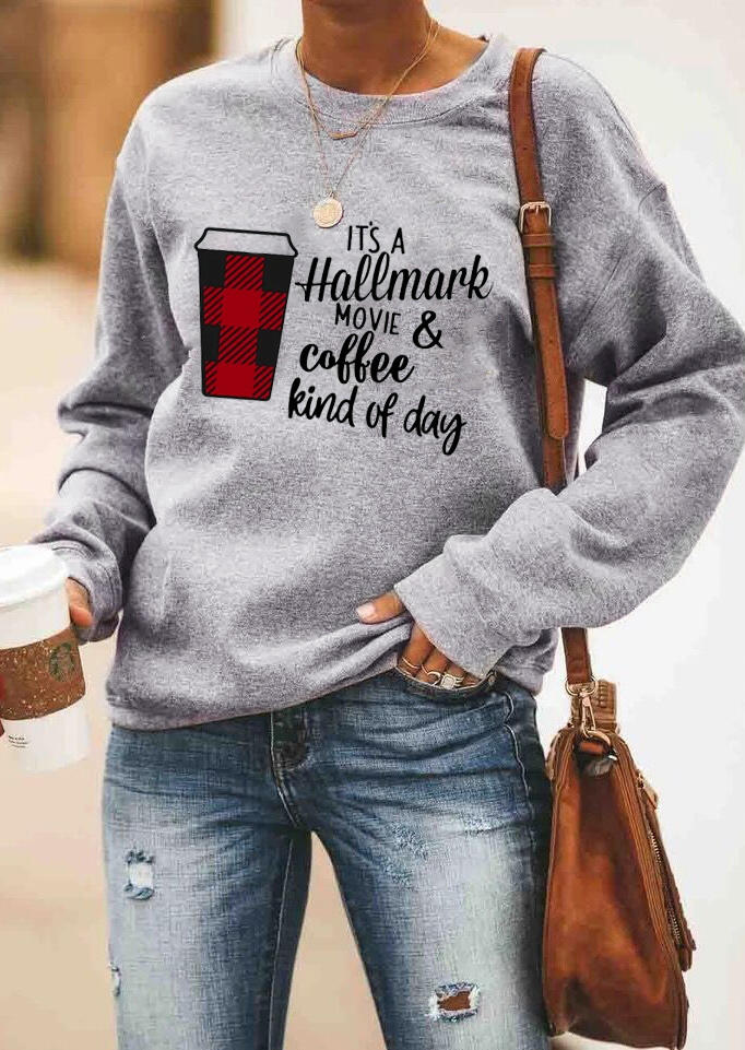 

Hoodies & Sweatshirts Plaid It' A Hallmark Movie amp; Coffee Sweatshirt without Necklace - Gray. Size: ,M