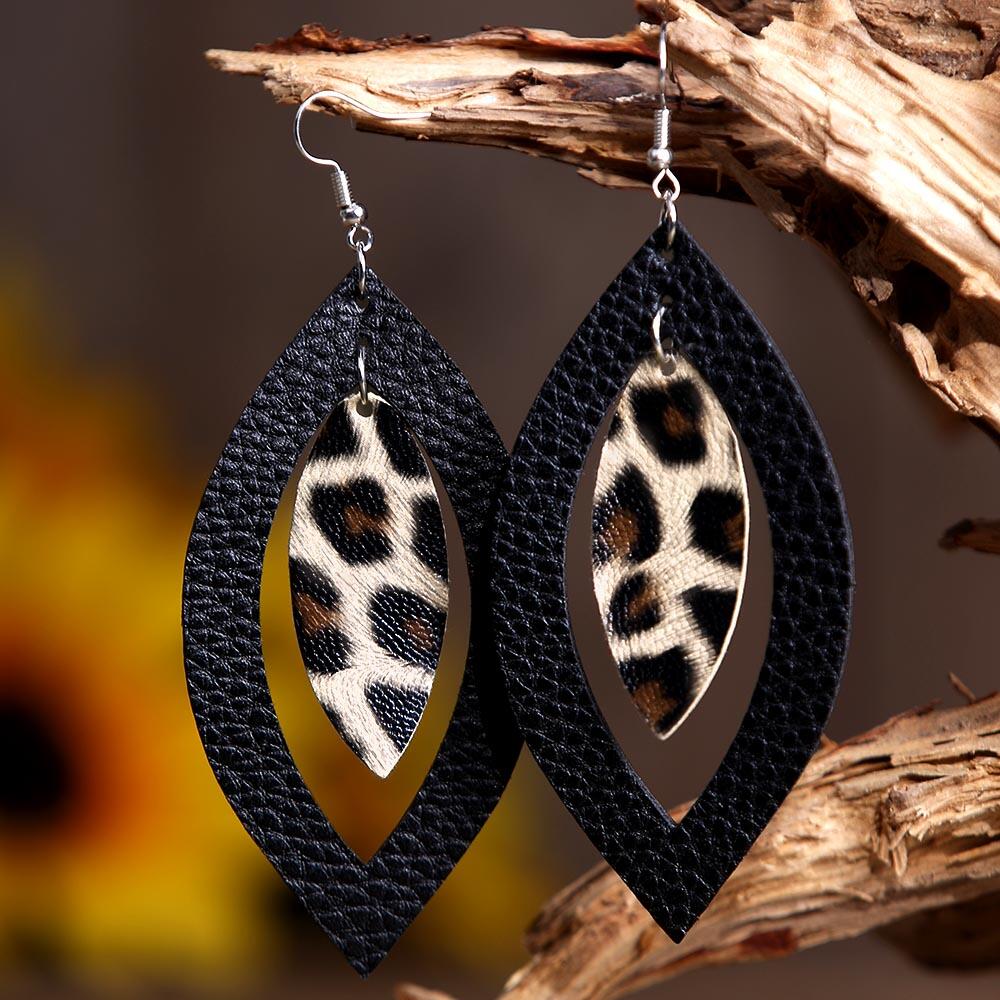 

Leopard Printed Hollow Out Pendant Earrings, 458957