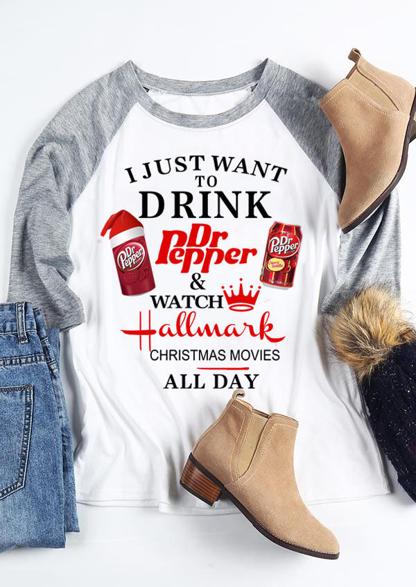 

Tees T-shirts Drink Dr Pepper amp; Watch Hallmark Christmas Movies T-Shirt Tee - White. Size: S,M
