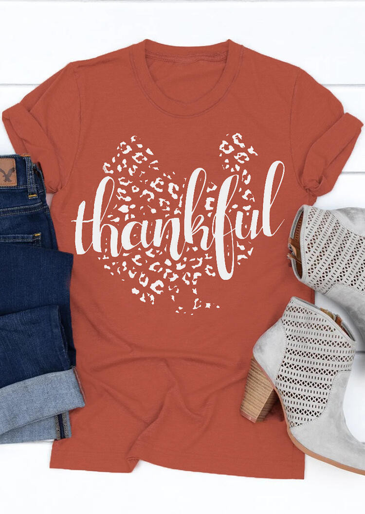 

Thankful Turkey T-Shirt Tee - Brick Red, 458124
