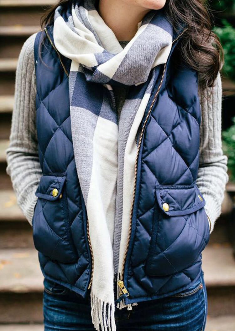 

Coats Zipper Pocket Thickened Vest Coat - Deep Blue. Size: ,M