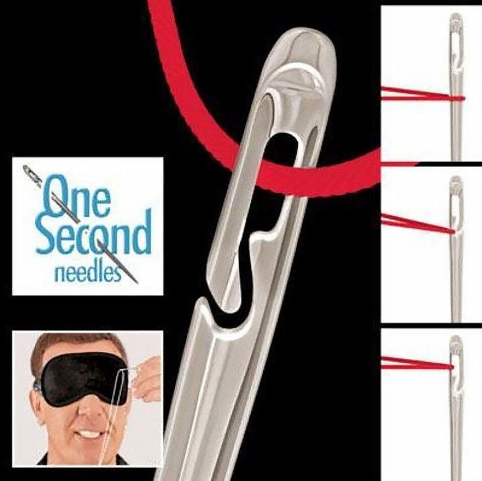 

12 Pieces One Second Self Threading Needles, Silver, 459266