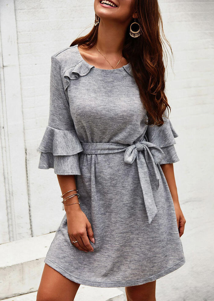 

Mini Dresses Layered O-Neck Mini Dress without Necklace - Gray. Size: ,M,XL