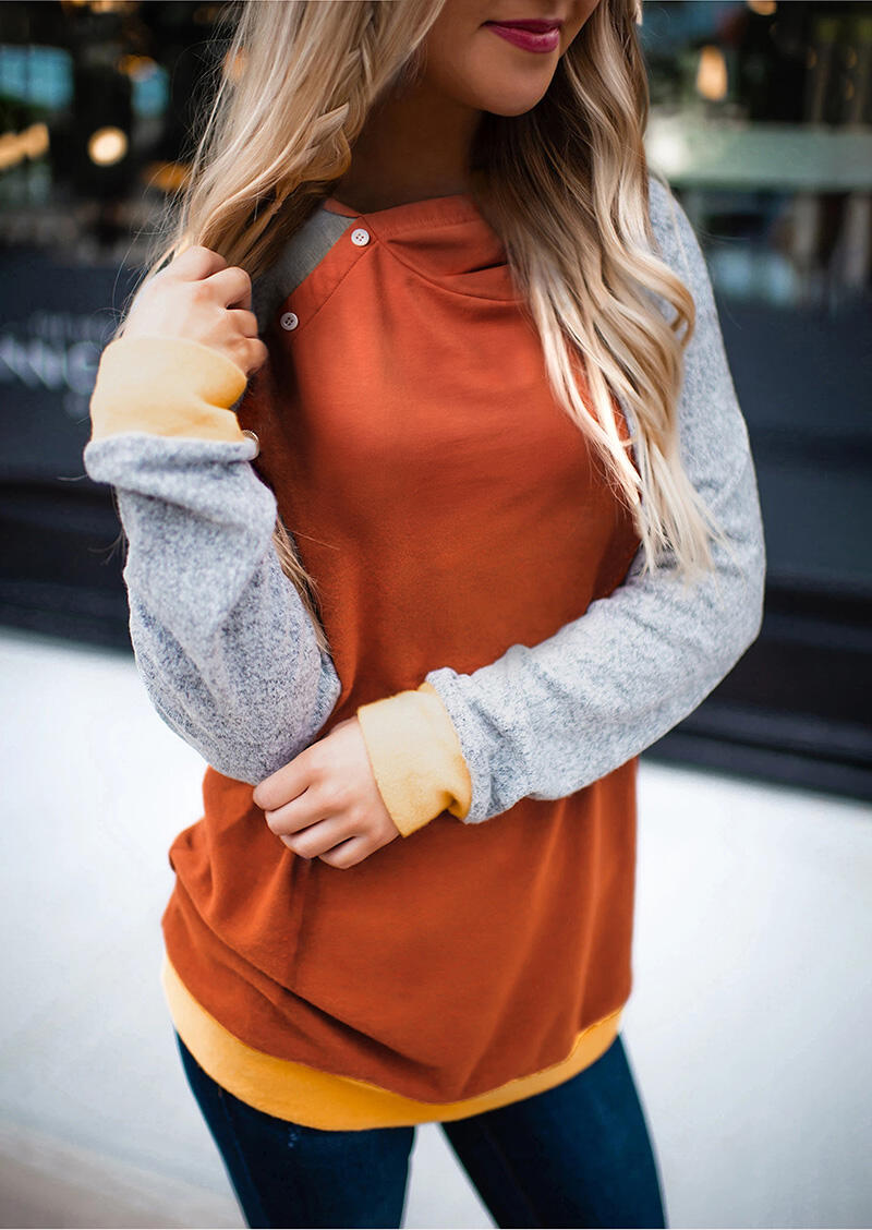 

Hoodies & Sweatshirts Color Block Button Hoodie - Brick Red. Size: S,M,,XL
