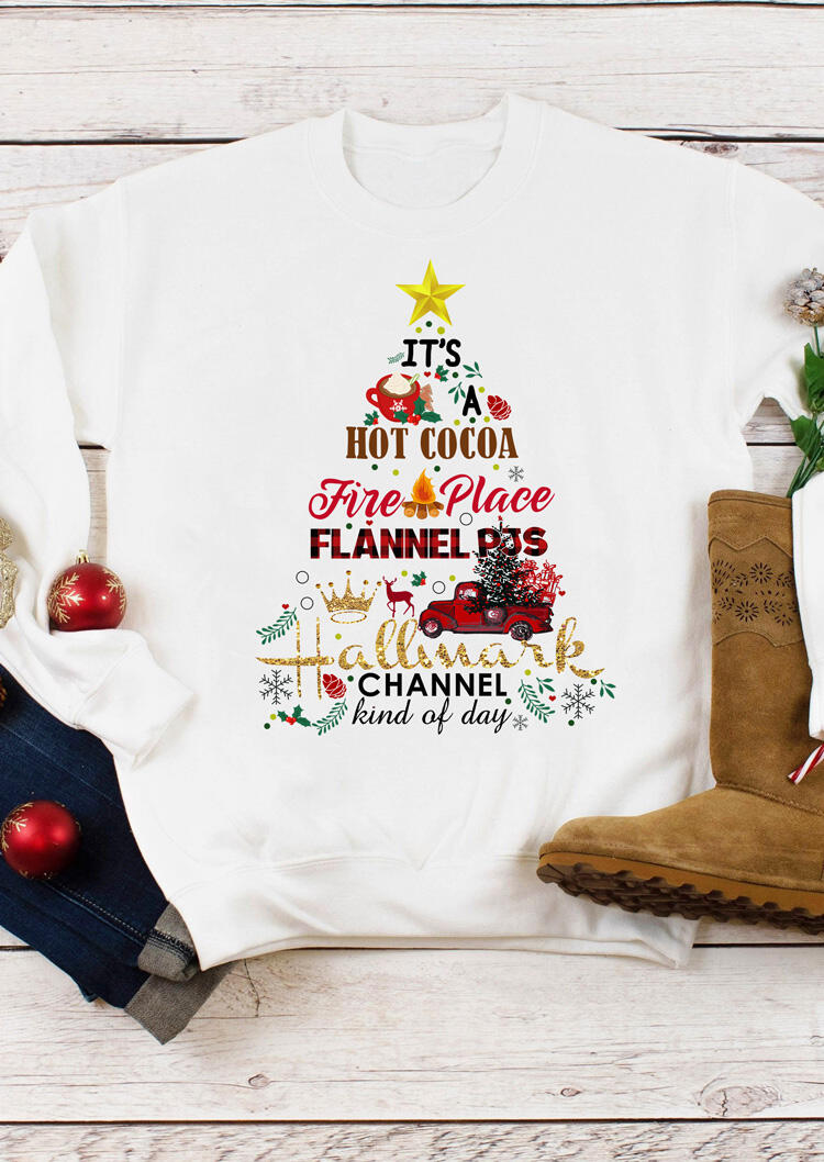 

Hot Cocoa Hallmark Plaid Merry Christmas Sweatshirt - White, 459401
