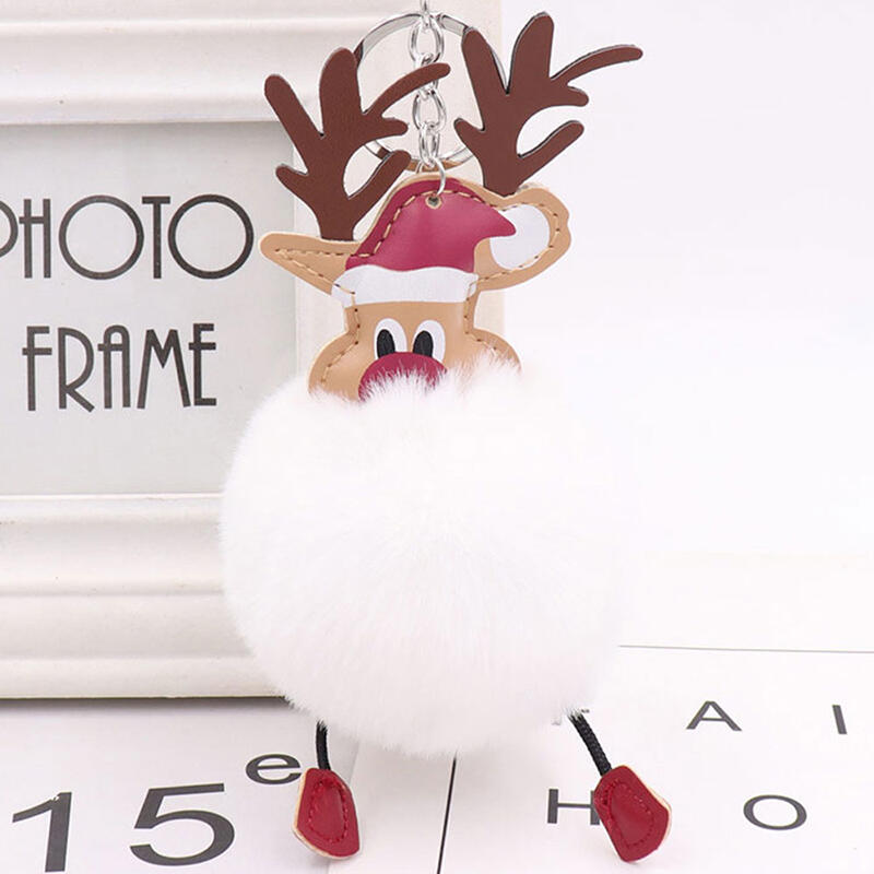 

Christmas Elk Delicate Unique Hair Ball Keychain, White;coffee;lightpink;khaki;dark grey, 417449