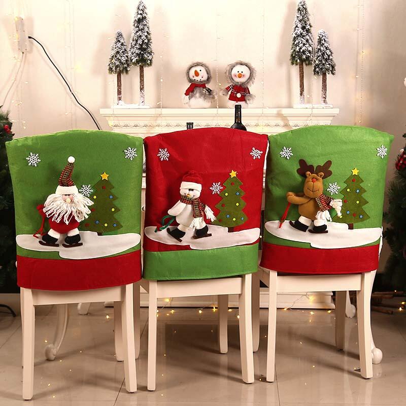 

Festive & Party Supplies Santa Snowman Moose Chair Back Cover, Khaki