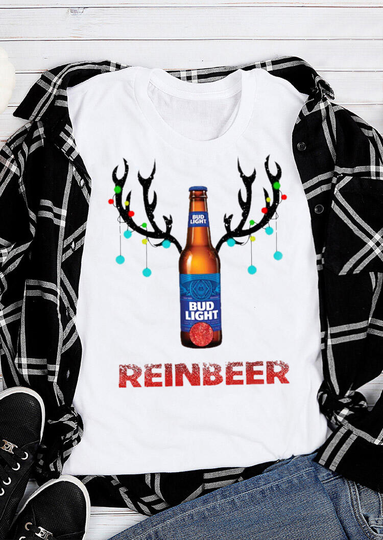 

Bud Light Reinbeer T-Shirt Tee - White, 459497