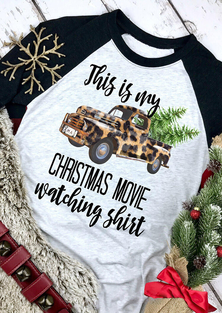 

Tees T-shirts Leopard Printed This Is My Christmas Movie Watching T-Shirt Tee - Black. Size
