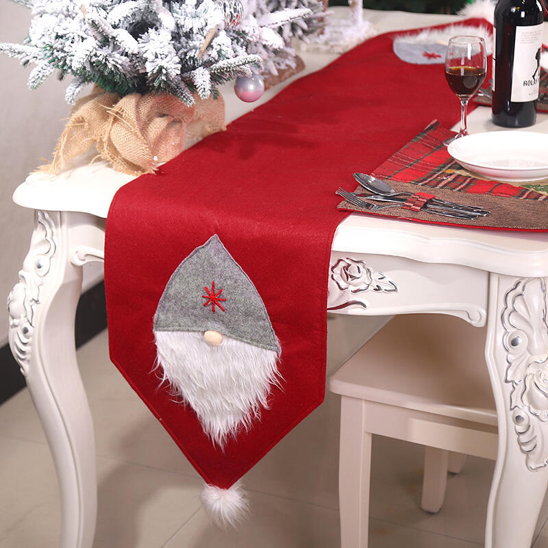 

Christmas Snowflake Santa Table Flag Cloth Cover, Gray;red, 459550