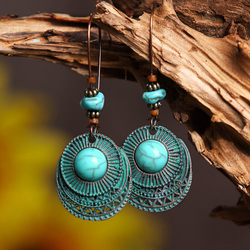 

Turquoise Hollow Out Bead Maxi Earrings, Cyan, 459544