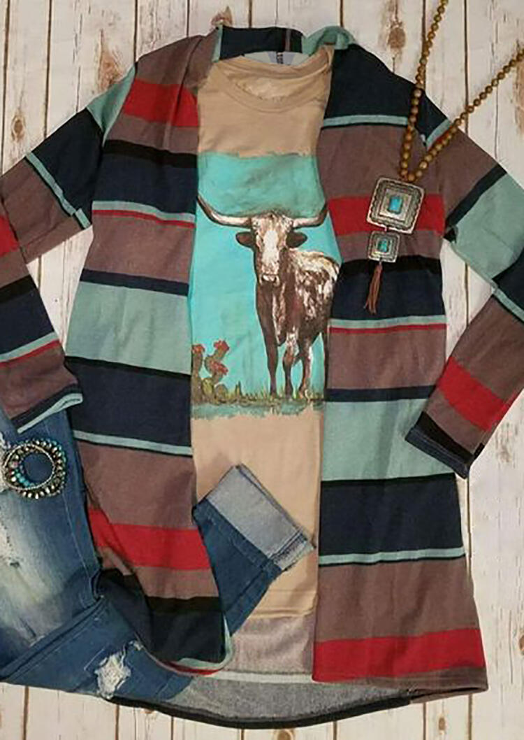 

Cardigans Color Block Striped Printed Cardigan. Size: ,XL, Stripe