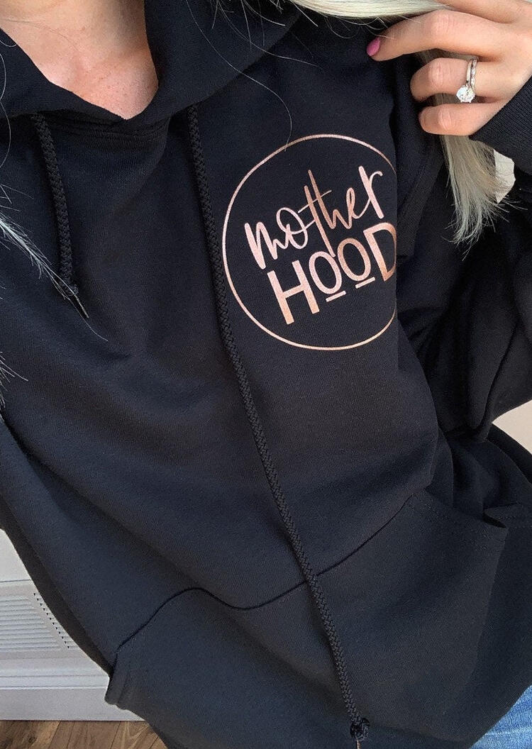 

Mother Hood Pocket Drawstring Hoodie - Black, 459618