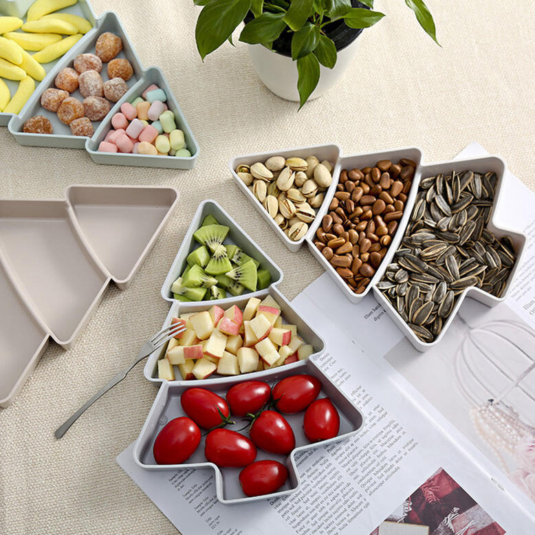 

Festive & Party Supplies Christmas Tree Trunk Plastic Fruit Plate, Light khaki