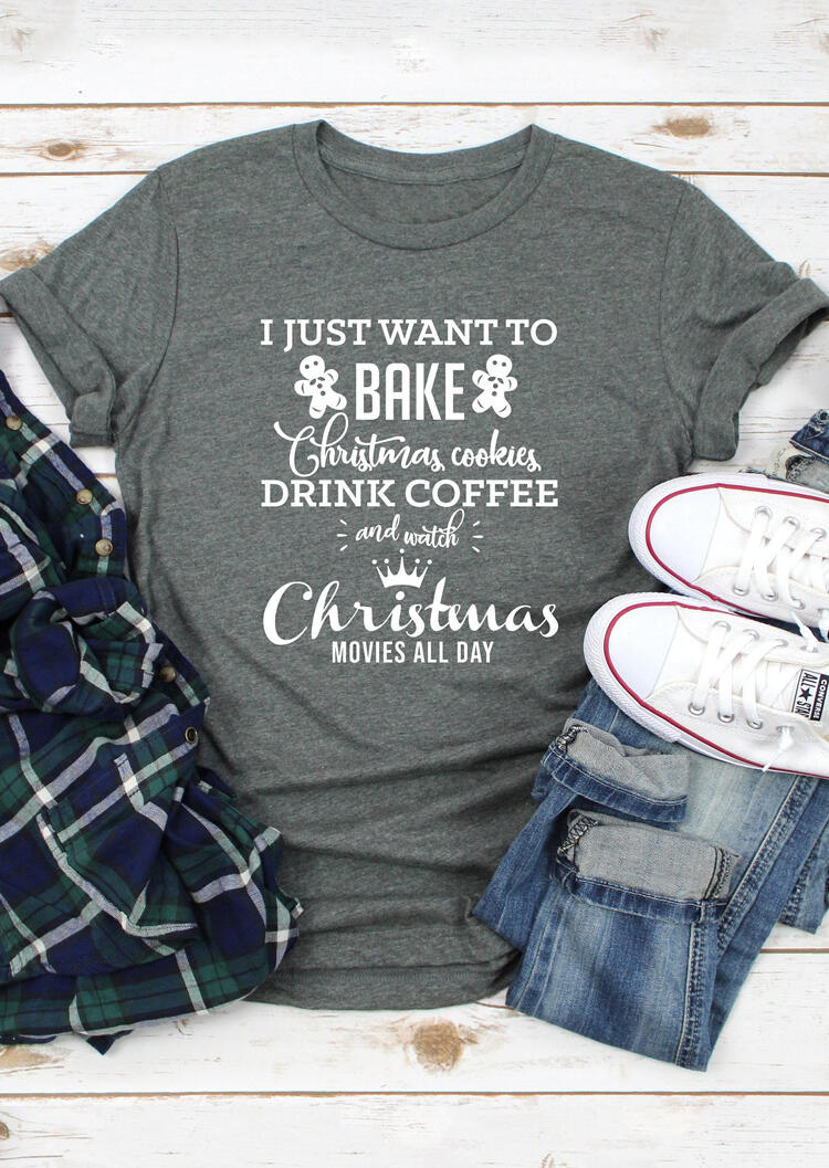 

Tees T-shirts I Just Want To Watch Christmas Movies T-Shirt Tee - Gray. Size: S