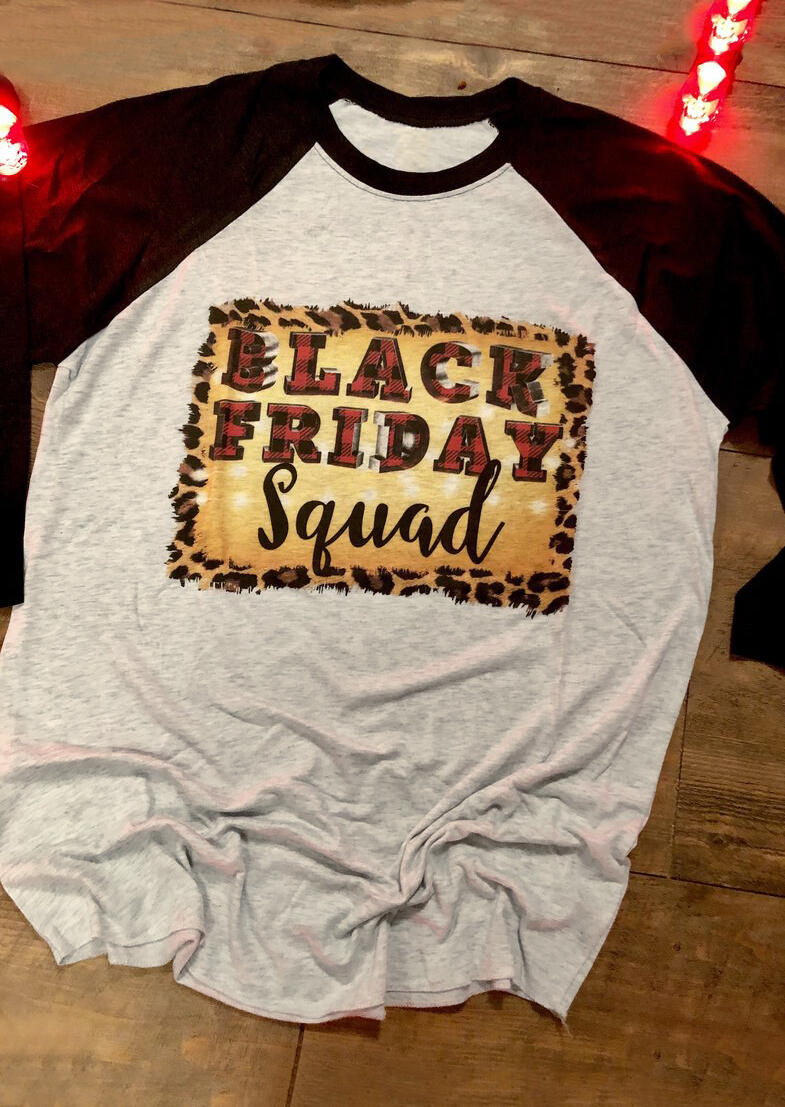 

Black Friday Squad Leopard Plaid Printed T-Shirt Tee - Light Grey, 459744