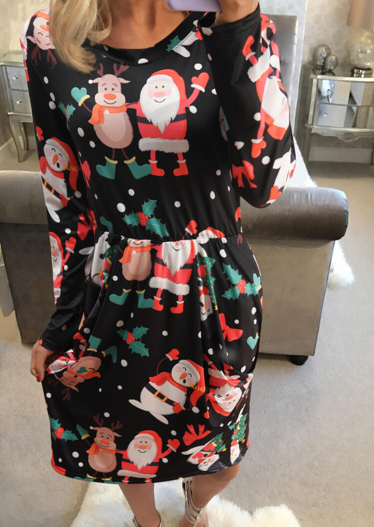 

Mini Dresses Christmas Santa Claus O-Neck Mini Dress - Black. Size: S,M,,XL