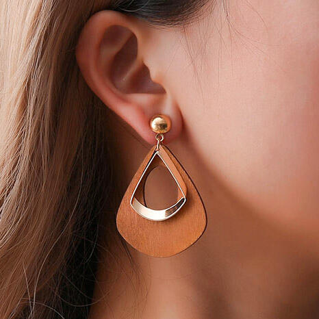 

Earrings Geometric Hollow Out Vintage Wooden Earrings. Size, Cyan