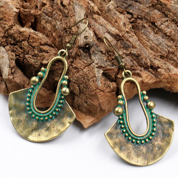 

Irregular Beading Trim Vintage Earrings, Brown;gold;silver, 459612