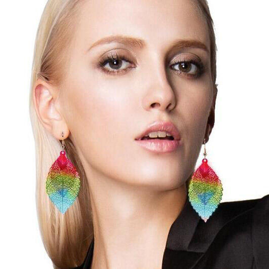 

Earrings Hollow Out Leaf Vintage Earrings. Size, Multicolor