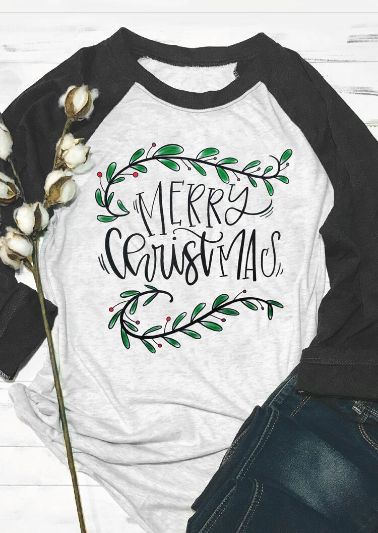 

Tees T-shirts Merry Christmas T-Shirt Tee - Light Grey. Size: S,M