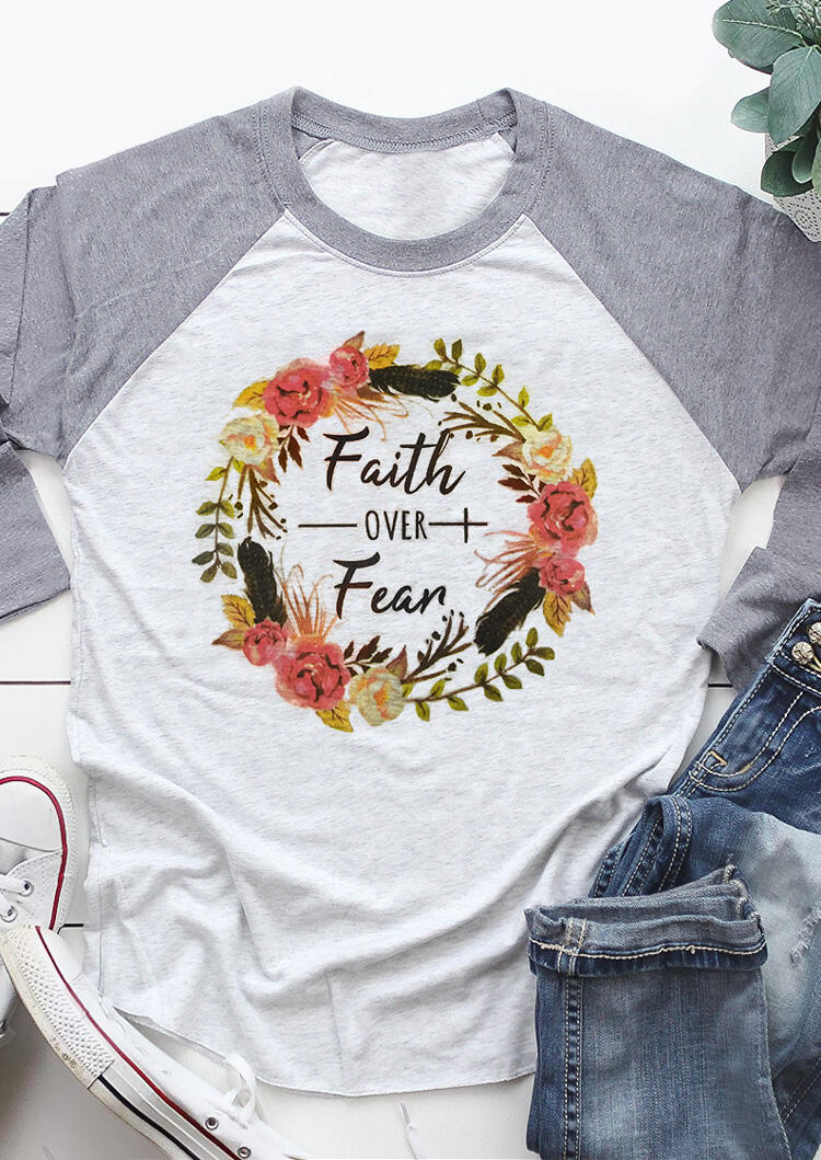 

Faith Over Fear T-Shirt Tee - Light Grey, 459815