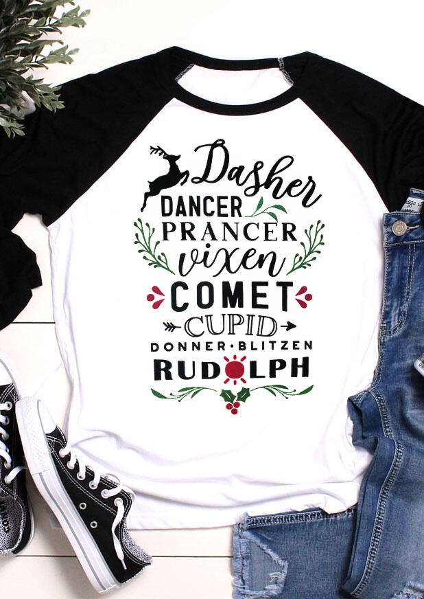 

Tees T-shirts Dasher Dancer Prancer Christmas Reindeer T-Shirt Tee - Black. Size