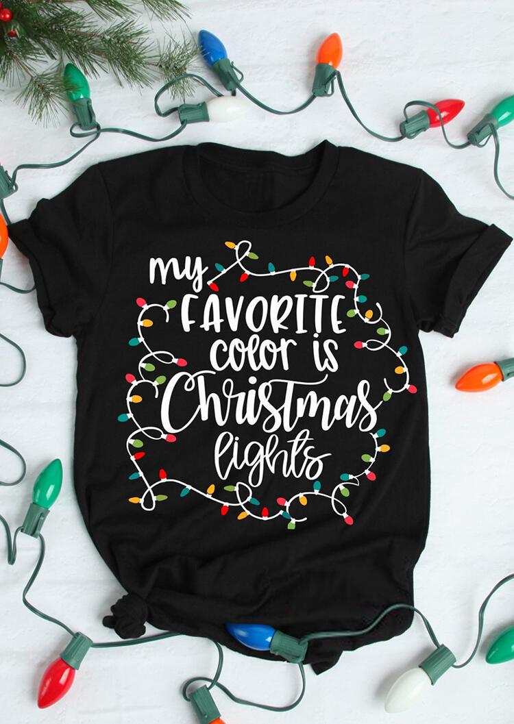 

My Favorite Color Is Christmas Lights T-Shirt - Black, 459833