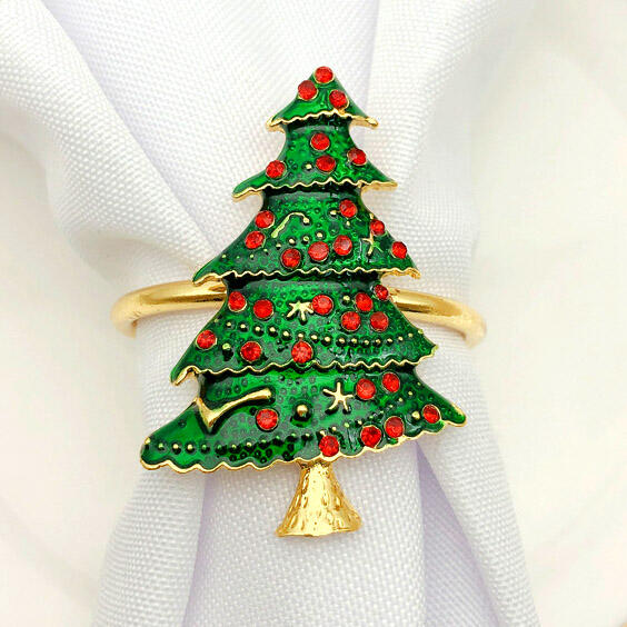 

Christmas Tree Bead Decoration Napkin Buckle, Green;white;red, 459836