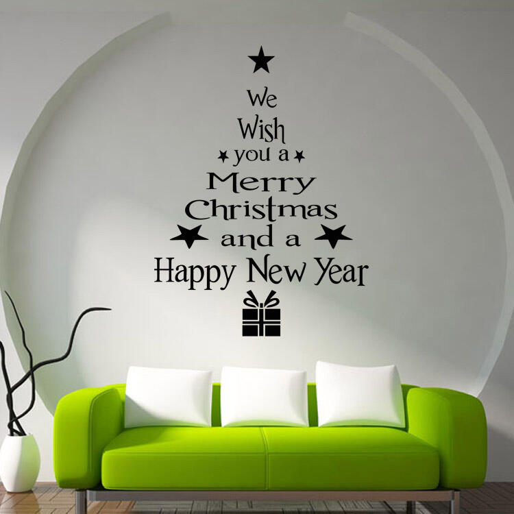 

We Wish You A Merry Christmas Removable Sticker, Black;white;red, 459849