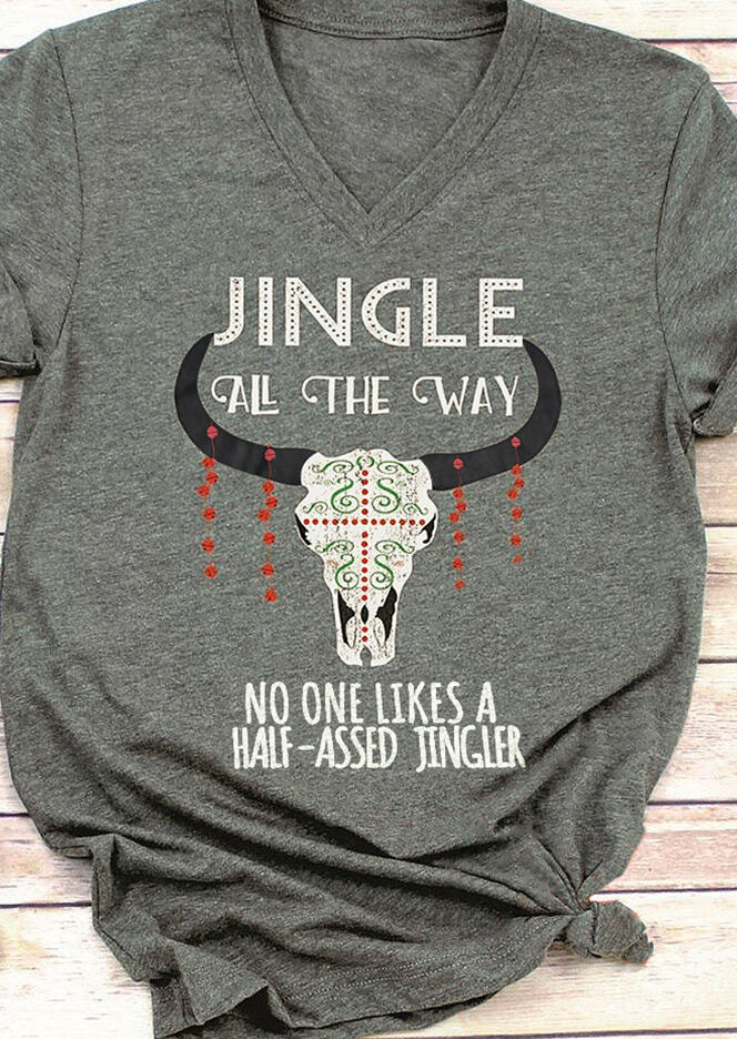 

Tees T-shirts Jingle All The Way Steer Skull T-Shirt Tee - Gray. Size: ,M