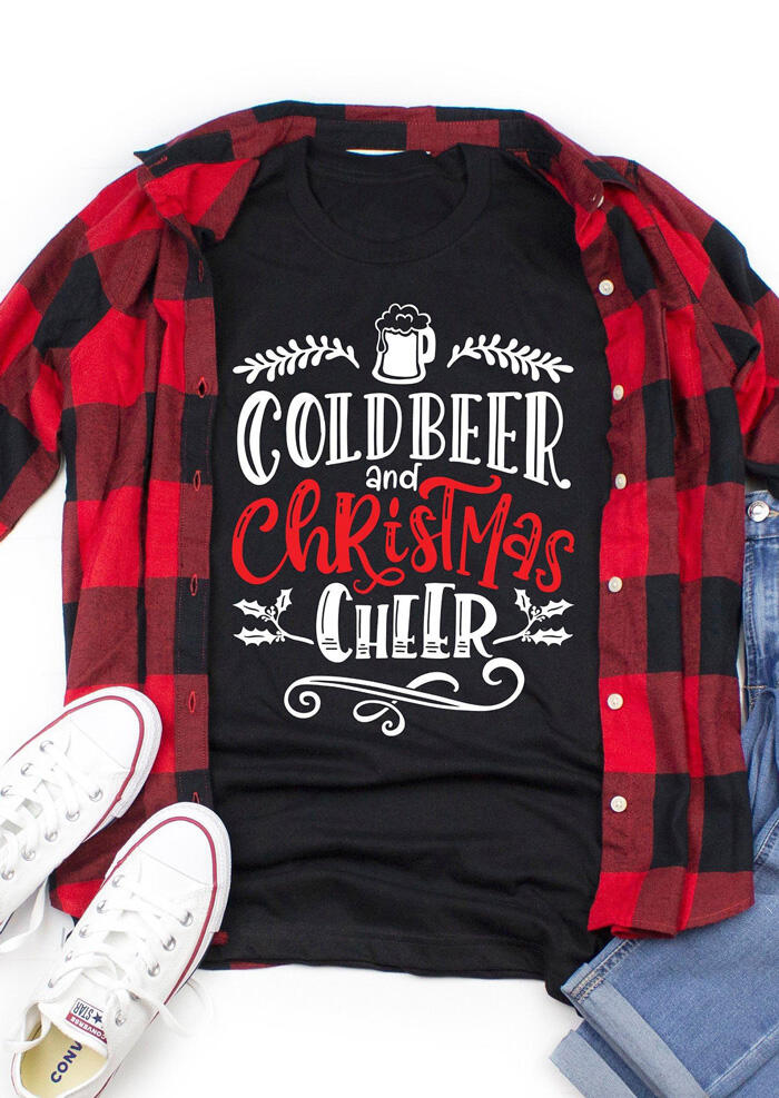 

Tees T-shirts Cold Beer And Christmas Cheer T-Shirt Tee - Black. Size: ,XL