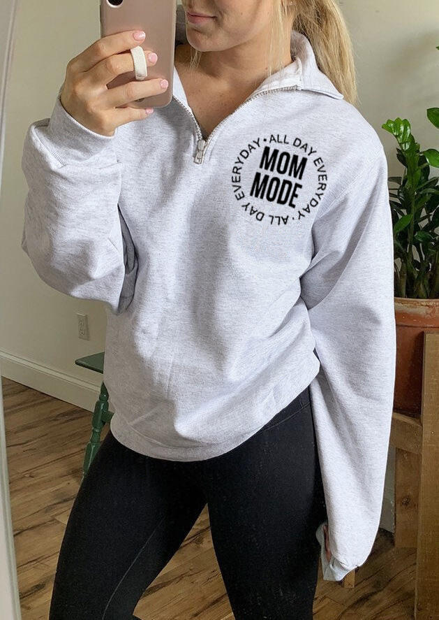 

Hoodies & Sweatshirts Mom Mode Zipper Sweatshirt - Gray. Size: S