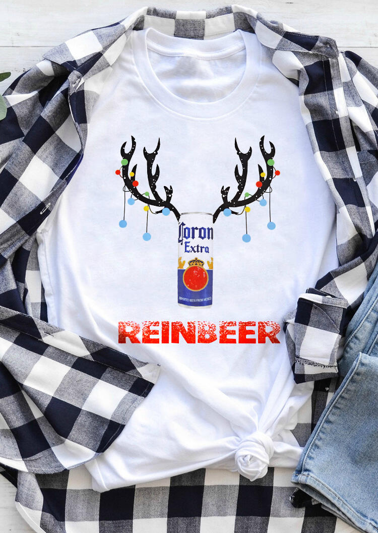 

Corona Extra Reinbeer O-Neck T-Shirt Tee - White, 459614