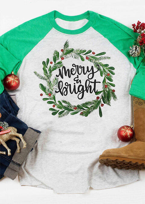 

Merry & Bright O-Neck T-Shirt Tee - Light Grey, 459961