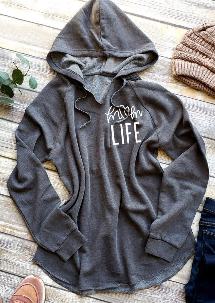

Hoodies & Sweatshirts Mom Life Warm Drawstring Hoodie - Gray. Size: ,XL